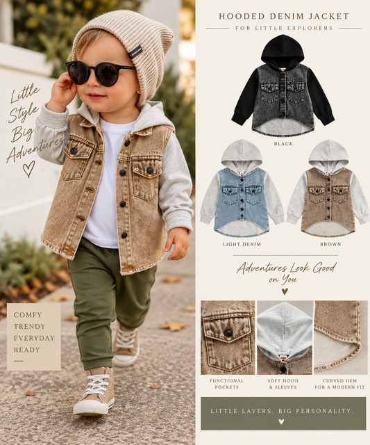 Little Trailblazer Denim Hoodie Jacket