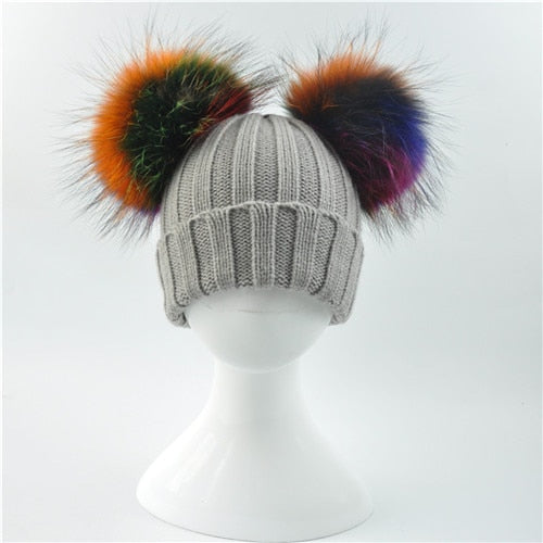 Knitted Pom Pom Baby Hat