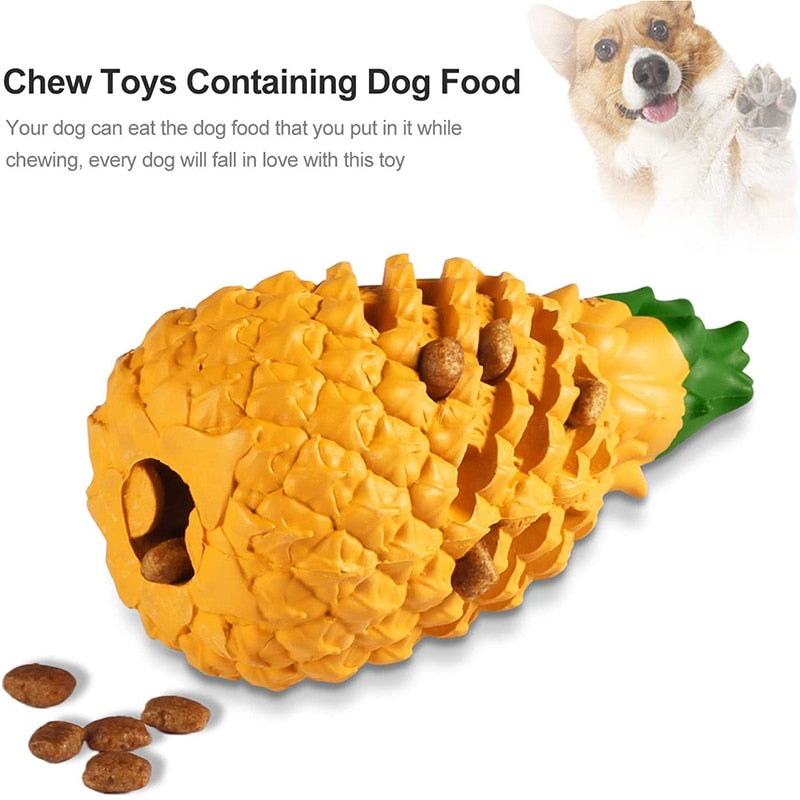 Durable Pineapple Shaped Dog Chew Toy -Safe, Teether, Food Dispensing - S M L