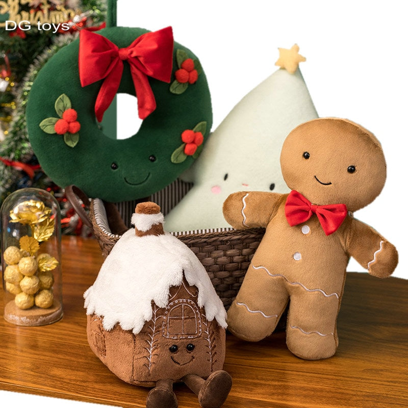 Christmas Plush - Soft Gingerbread Man, Tree, Gingerbread House, Wreath, Deer