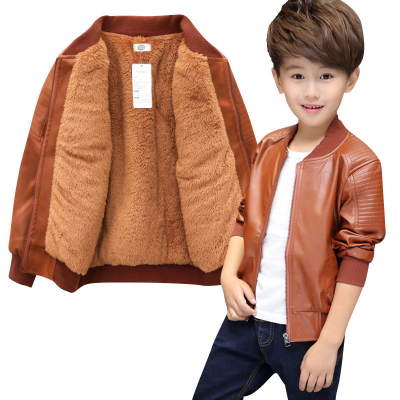 Faux Leather Jacket -Brown or Black - 2-16Y