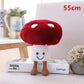 Smiling Eggplant and Mushroom Plush Toy