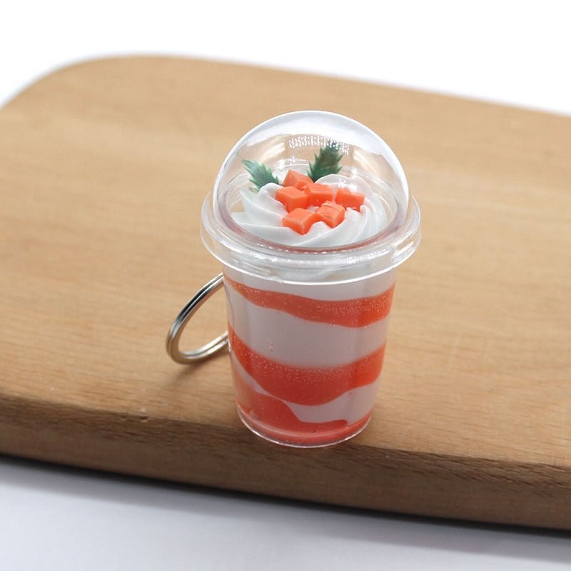 Boba Ice Cream Sundae Bubble Tea Drink Keychain