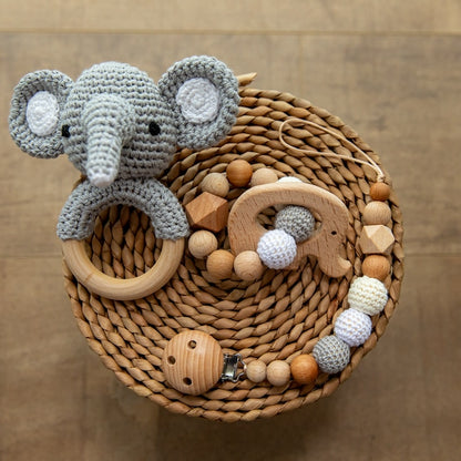 Heirloom Elephant Teether & Rattle Gift Set