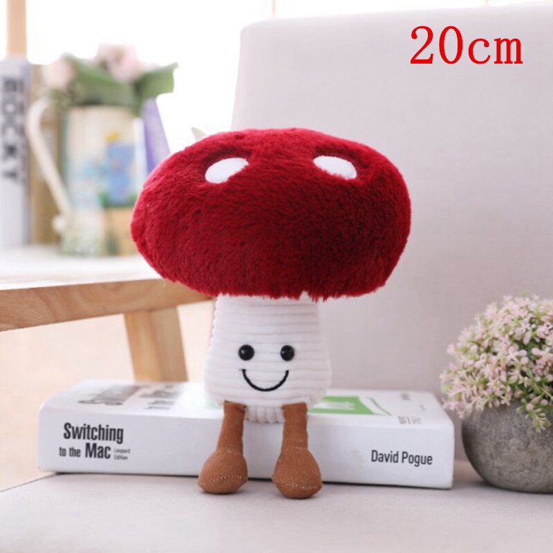 Smiling Eggplant and Mushroom Plush Toy