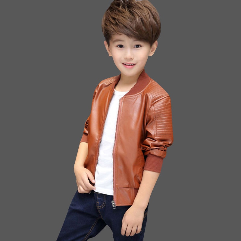 Faux Leather Jacket -Brown or Black - 2-16Y