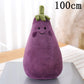 Smiling Eggplant and Mushroom Plush Toy