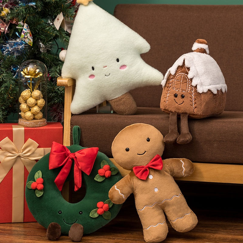 Christmas Plush - Soft Gingerbread Man, Tree, Gingerbread House, Wreath, Deer