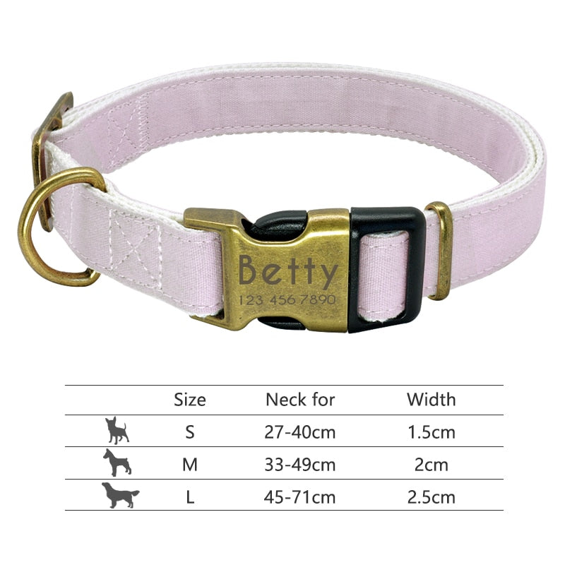 Personalized Reflective Nylon Dog Collar -Engraved ID Tag