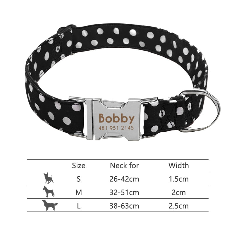 Personalized Reflective Nylon Dog Collar -Engraved ID Tag