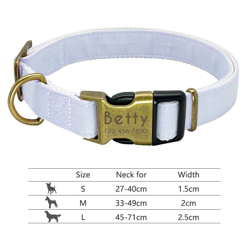 Personalized Reflective Nylon Dog Collar -Engraved ID Tag