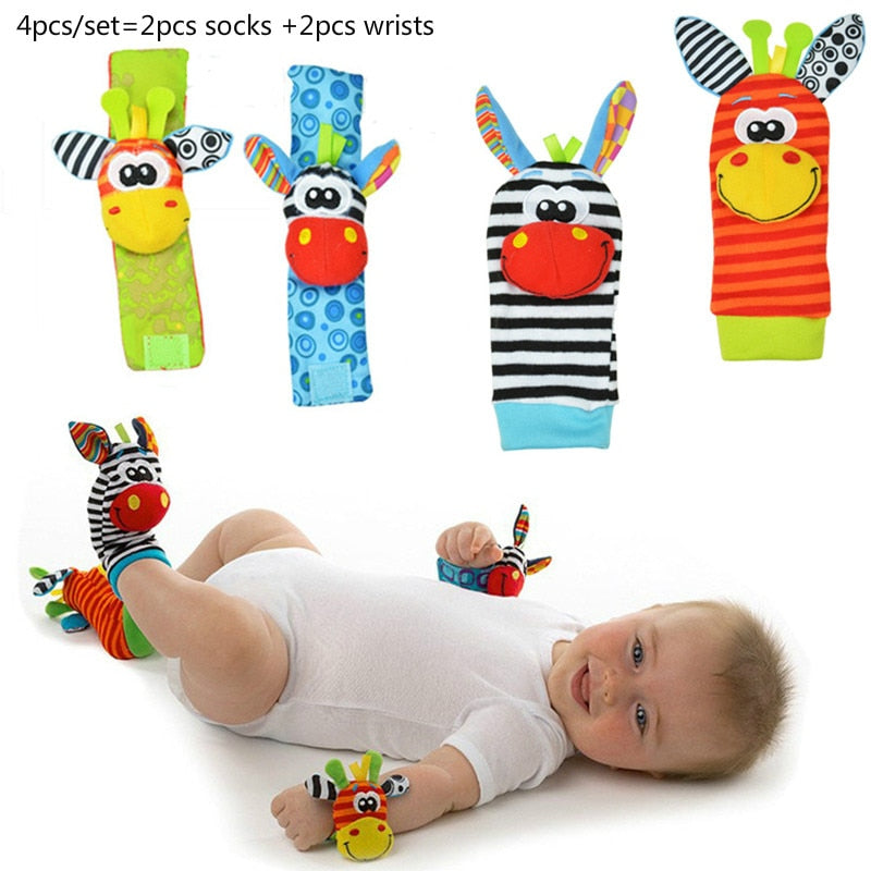 Infant Baby Socks and Wrist Rattle Set