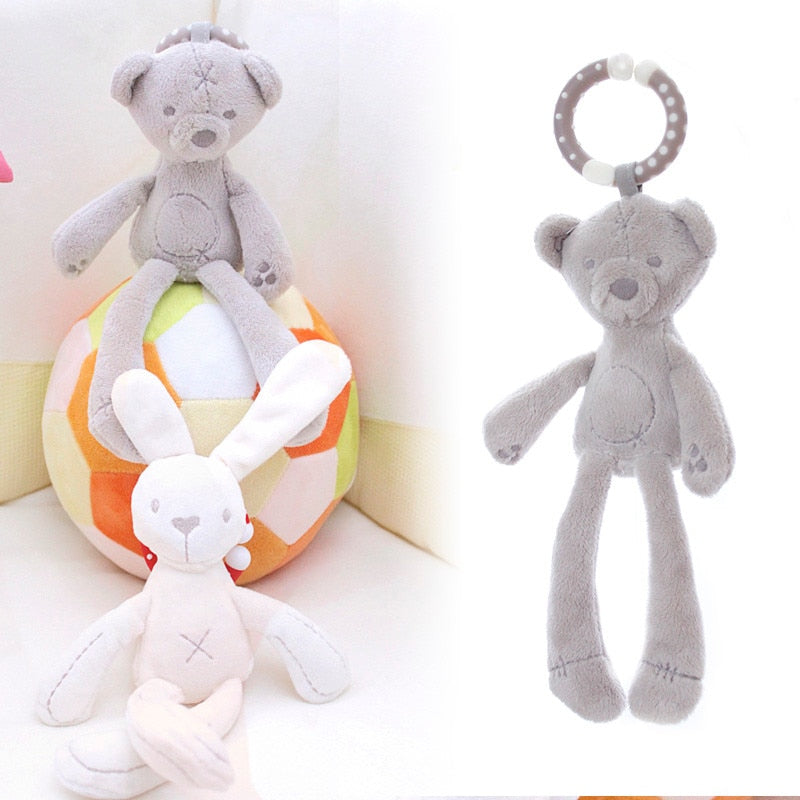 Soft and Soothing Plush Infant Teether Stroller Toy - The Perfect Companion for Your Little One!