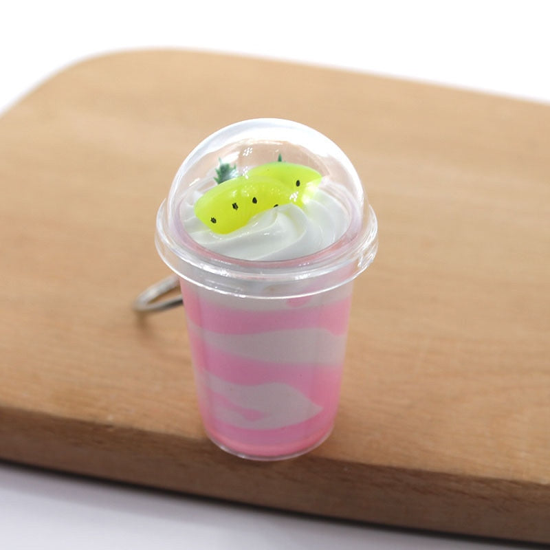 Boba Ice Cream Sundae Bubble Tea Drink Keychain