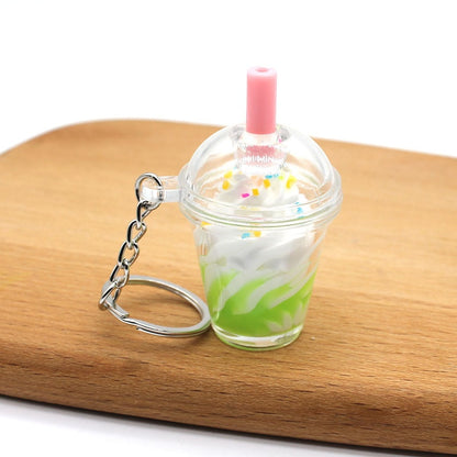 Boba Ice Cream Sundae Bubble Tea Drink Keychain