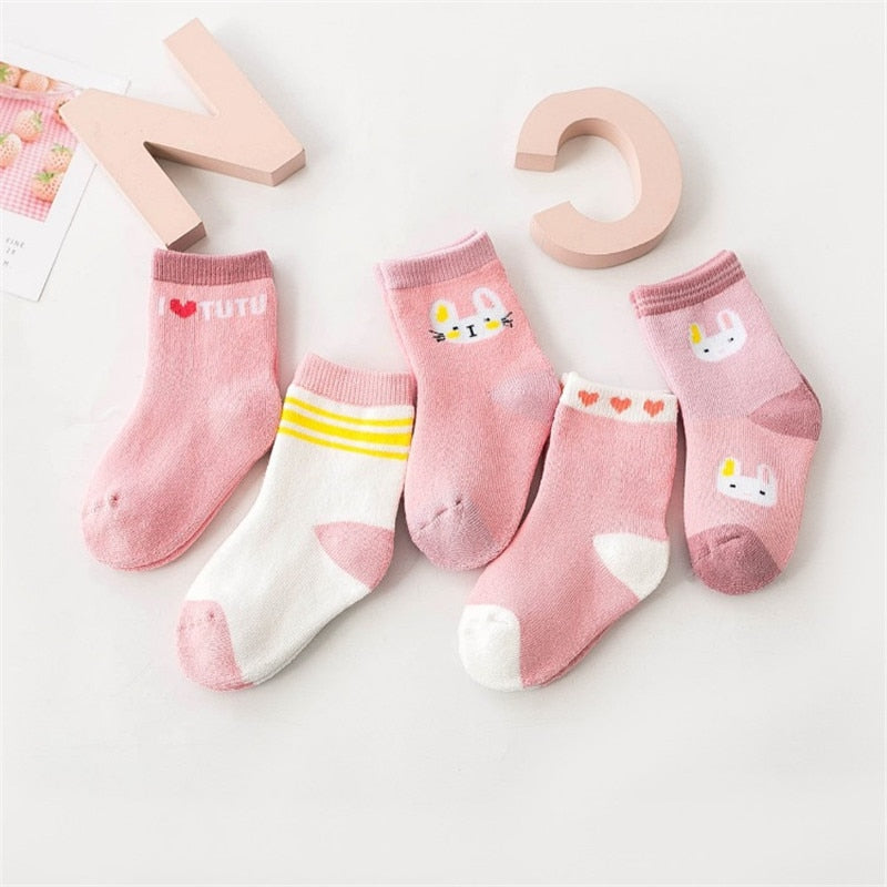 Children's Socks (5 Pairs) - Girls, Boys, and Toddler Sizes