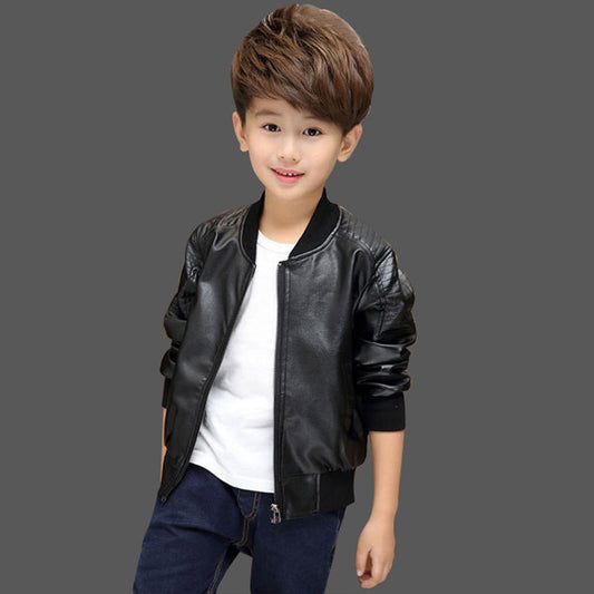 Faux Leather Jacket -Brown or Black - 2-16Y