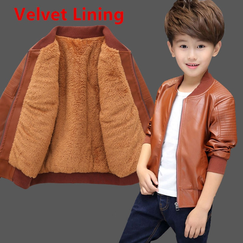 Faux Leather Jacket -Brown or Black - 2-16Y