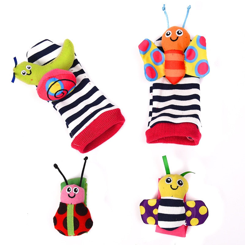 Infant Baby Socks and Wrist Rattle Set