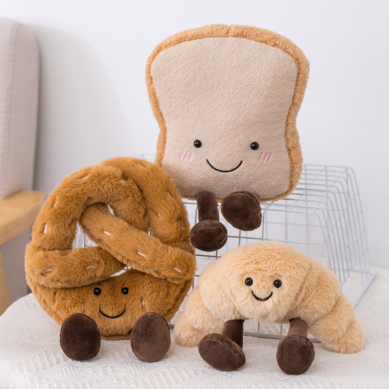 Soft Cartoon Plush Food-Pretzel, Croissant, Toast/ Bread, Egg Toy