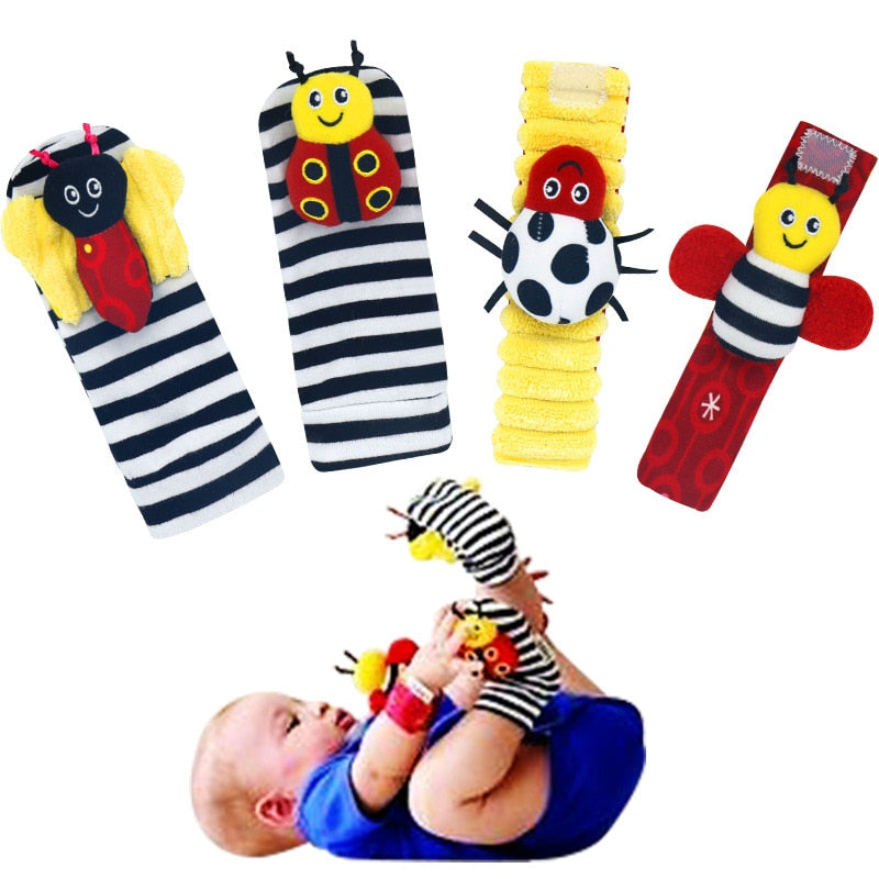 Infant Baby Socks and Wrist Rattle Set