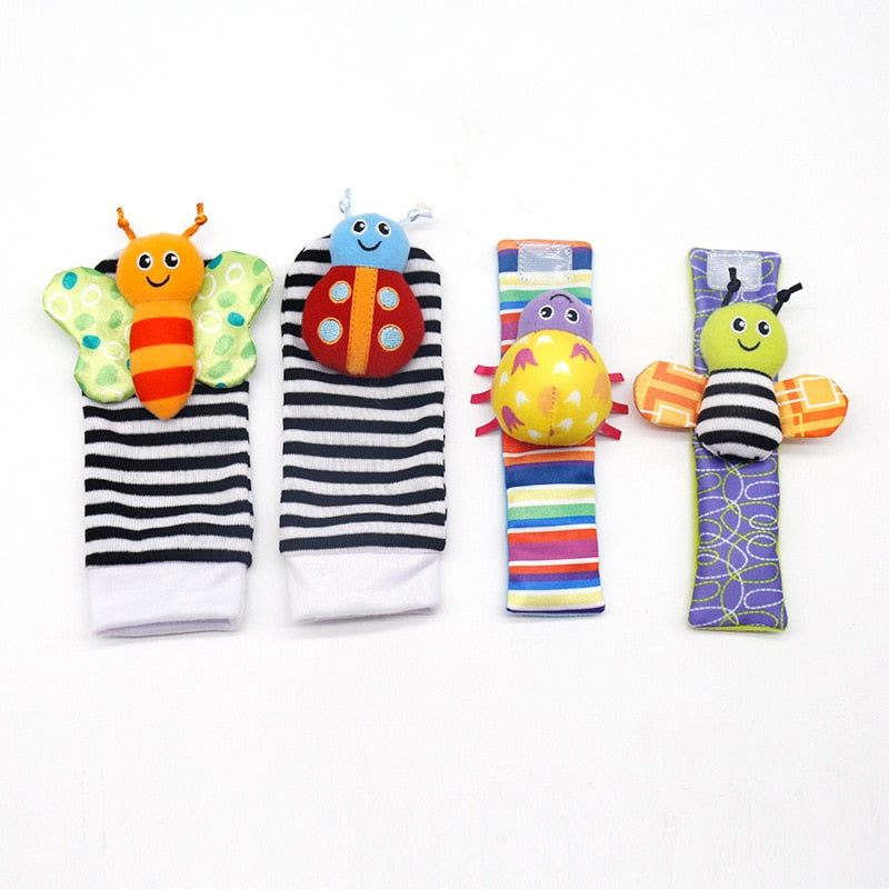 Infant Baby Socks and Wrist Rattle Set