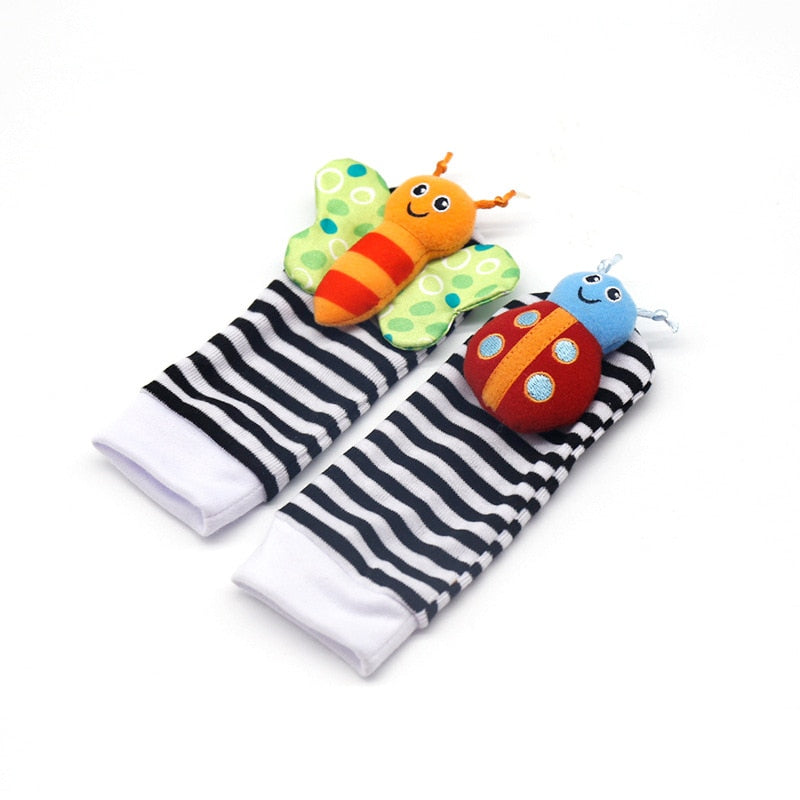 Infant Baby Socks and Wrist Rattle Set